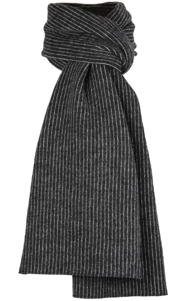 Halsduk i filtad ull – Tät rand svartvit