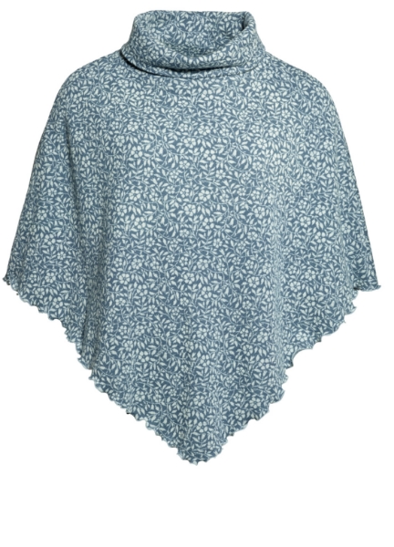 Kort Ullponcho Vinca chinablue